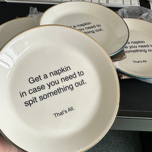 Santa Barbara Other - Set of 4 Brand New 6” Dessert Funny Quote Plates - Holiday, New Home Gift